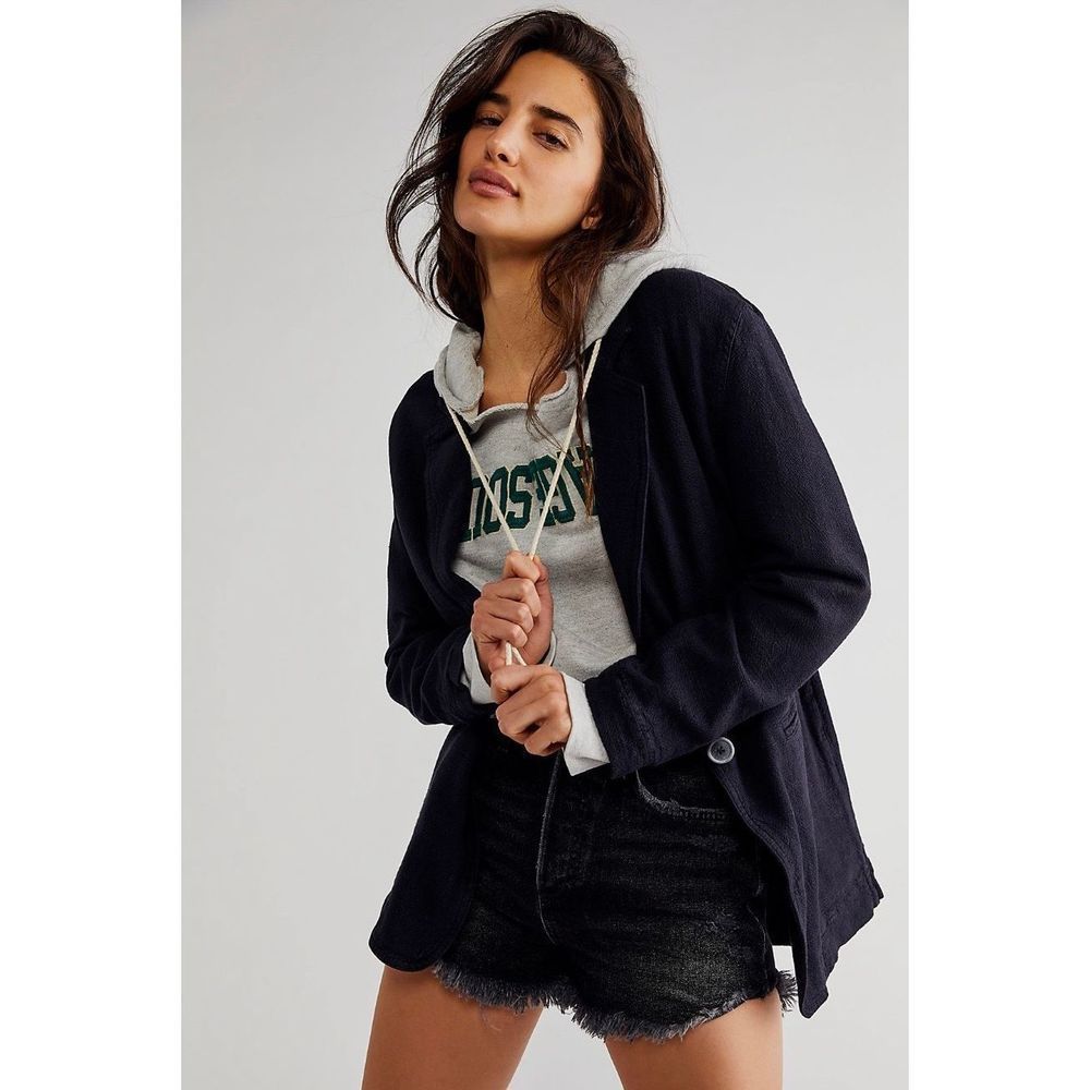 Free People We The Free Black Beckett Boyfriend Blazer NWT Size Large